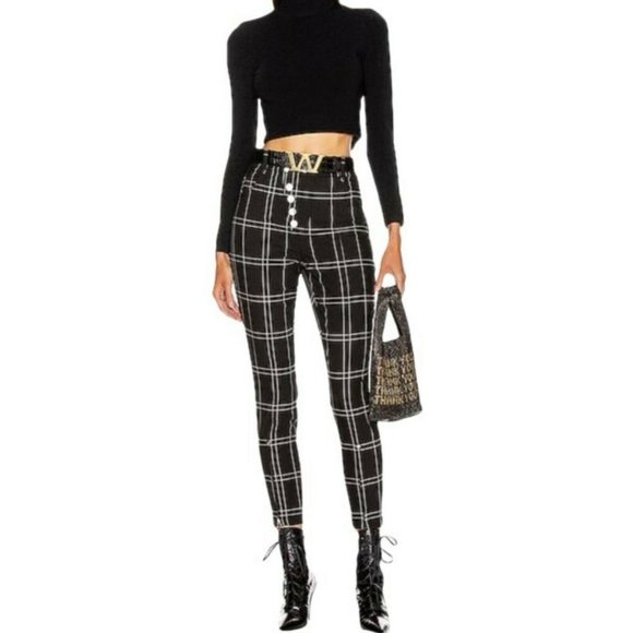 ALEXANDER WANG Plaid Print Skinny Leg Pants Size: MUS 8 NEW $765